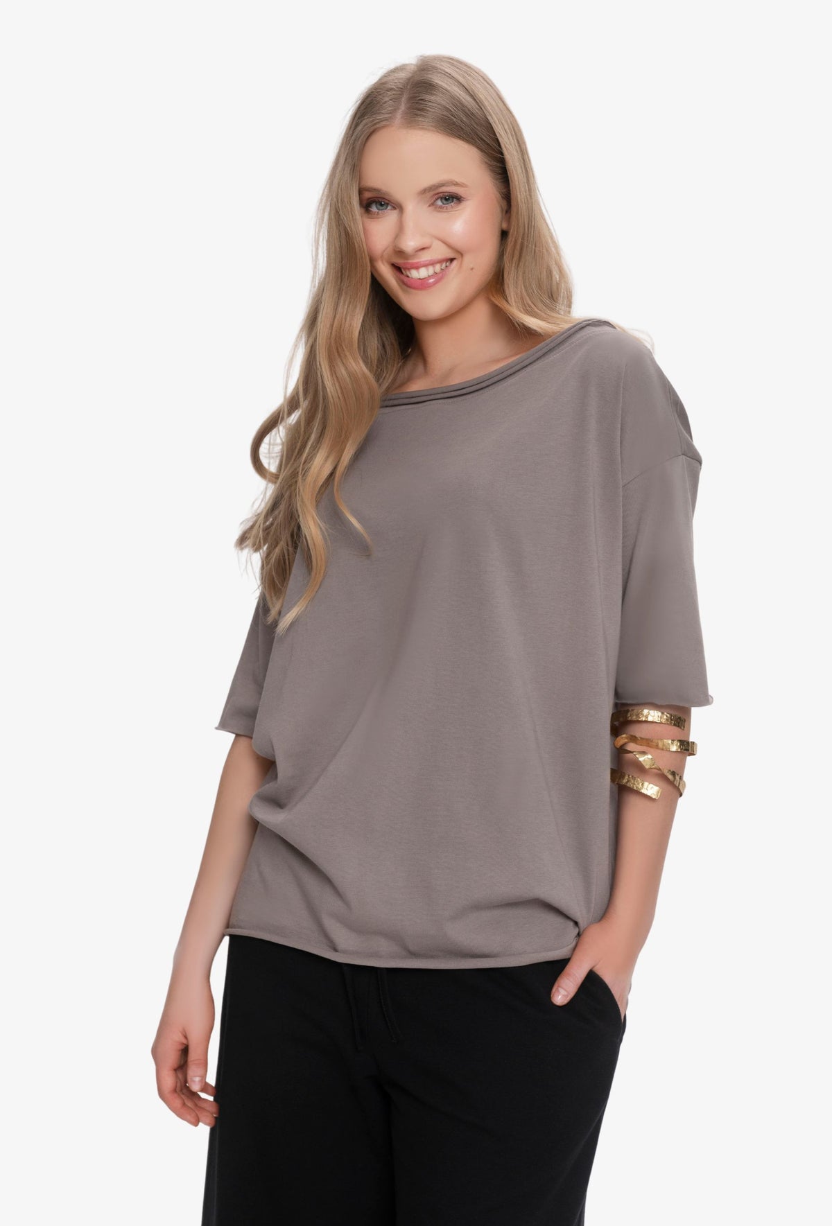 Koszulka oversize MEGAN TAUPE