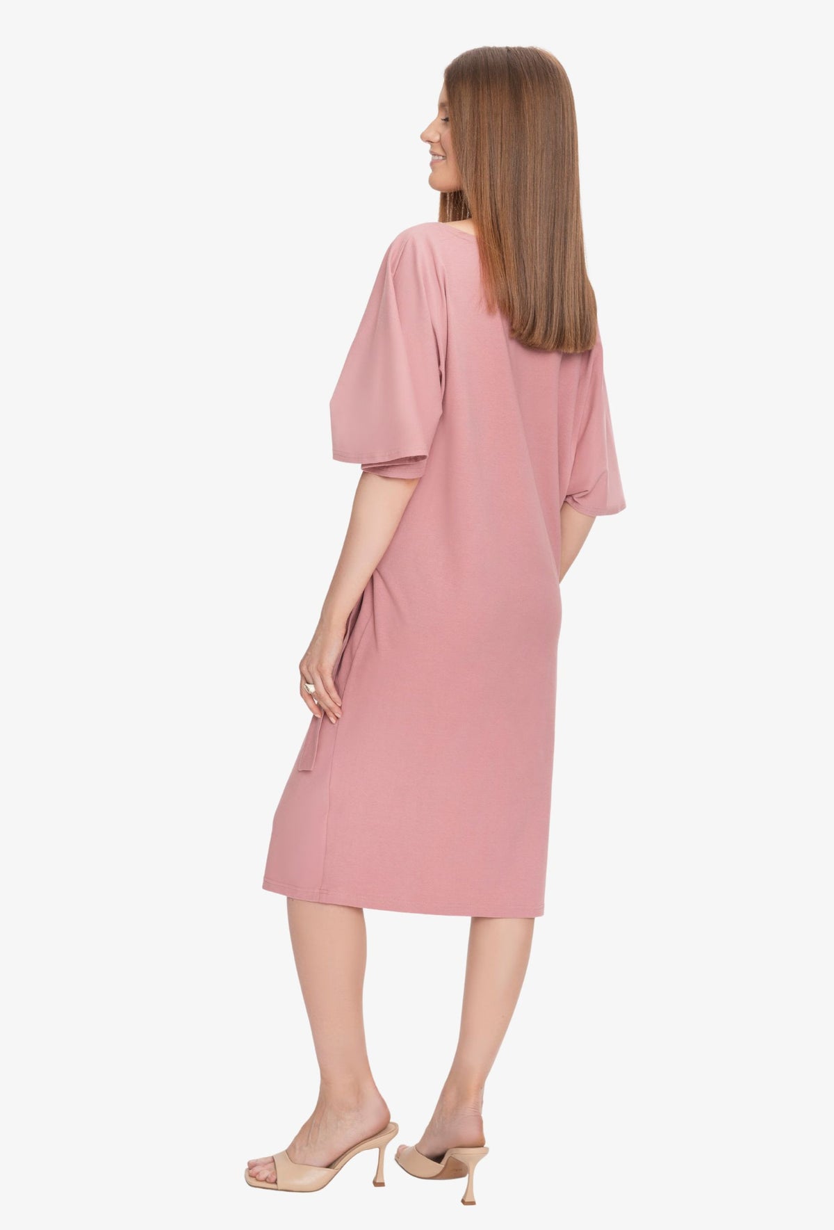 Midi Dress TIMBRA DARK PASTEL PINK