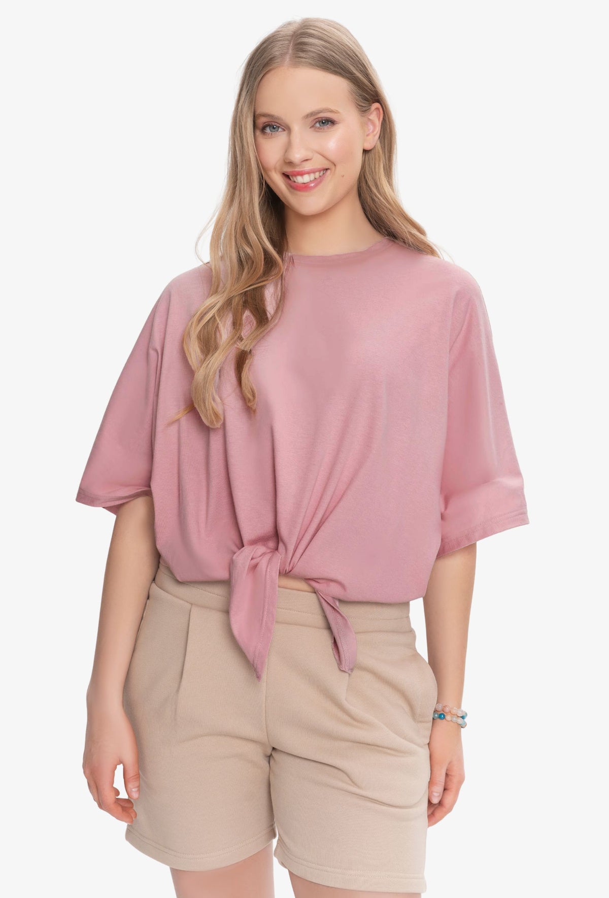 Koszulka kimono BETHANY RÓŻ PASTELOWY