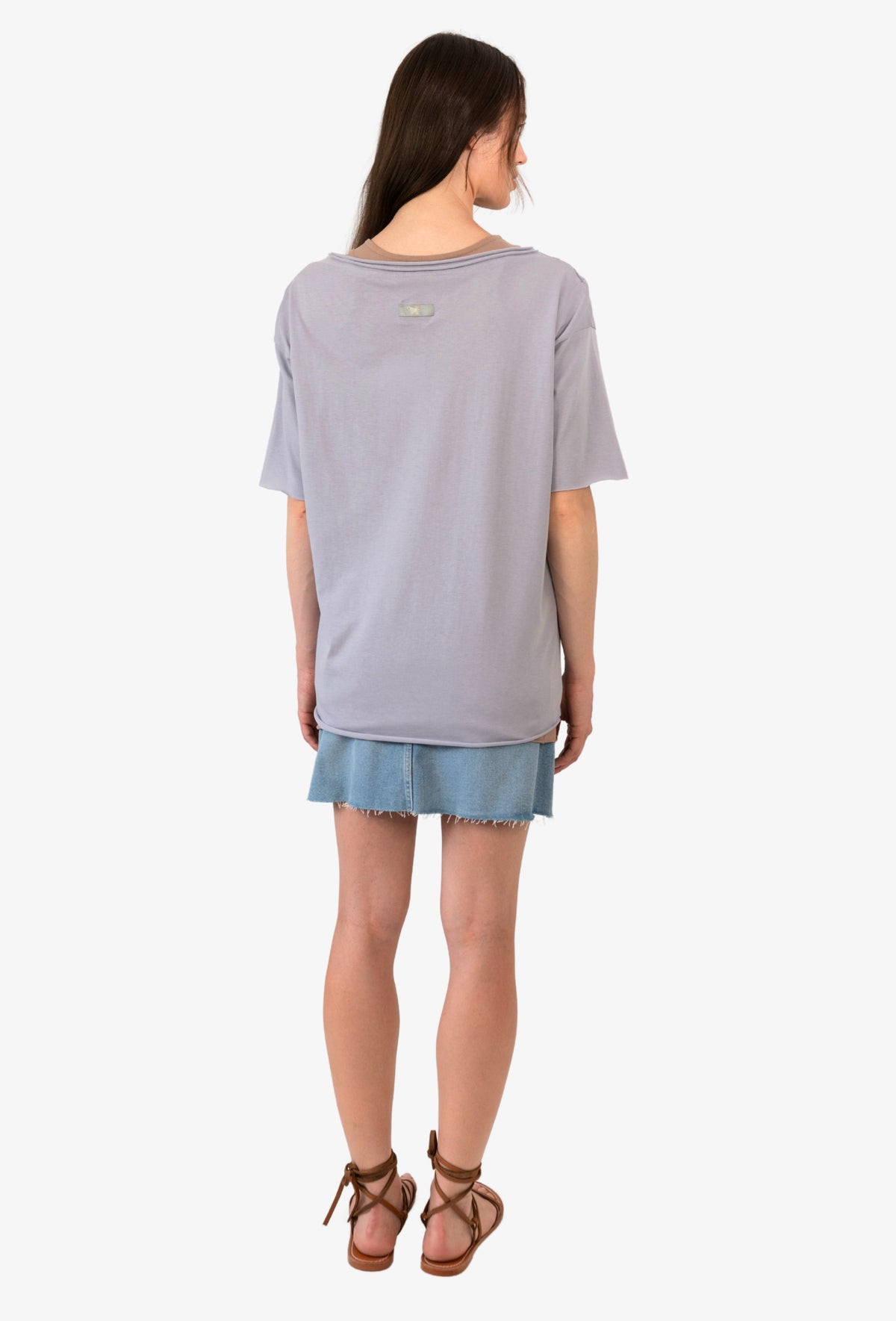 Koszulka oversize MEGAN PERŁOWY SZARY