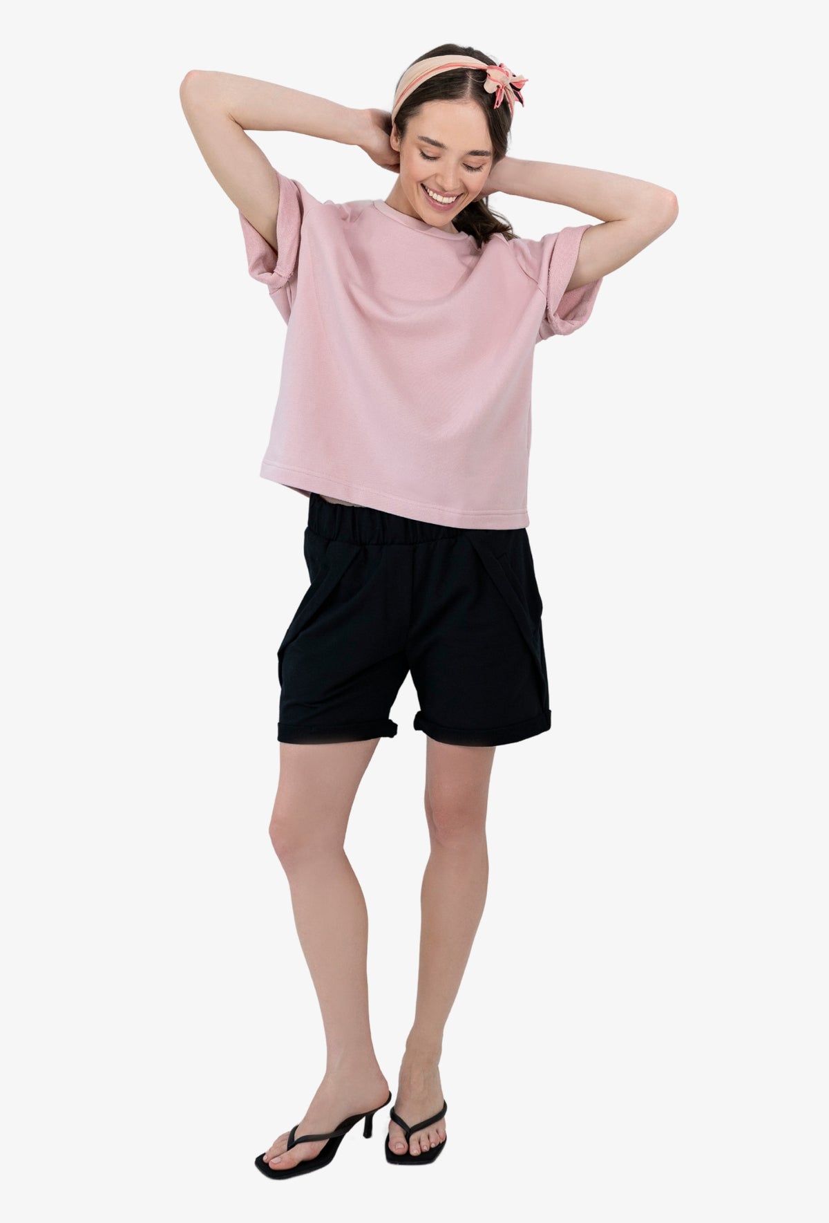 Bluza z krótkim rękawem BIBI RÓŻ PASTELOWY
