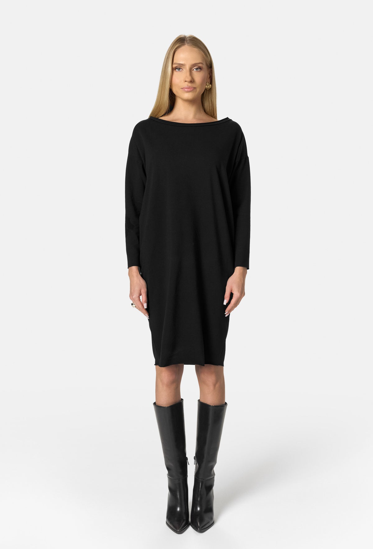 MEGAN MIDI LONGSLEEVE DRESS CZARNY_2