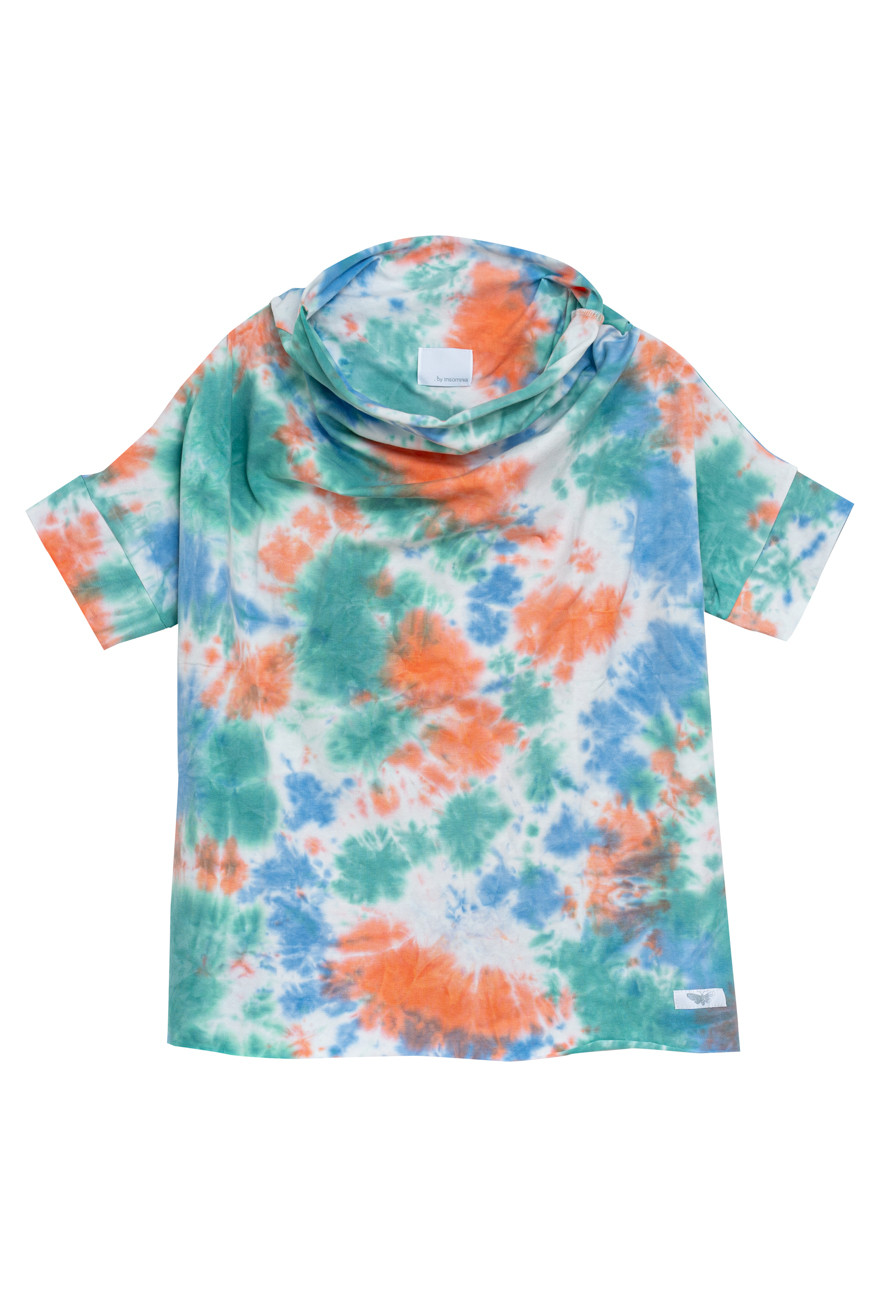 Koszulka oversize FOXY TIE DYE POMARAŃCZ BŁĘKIT