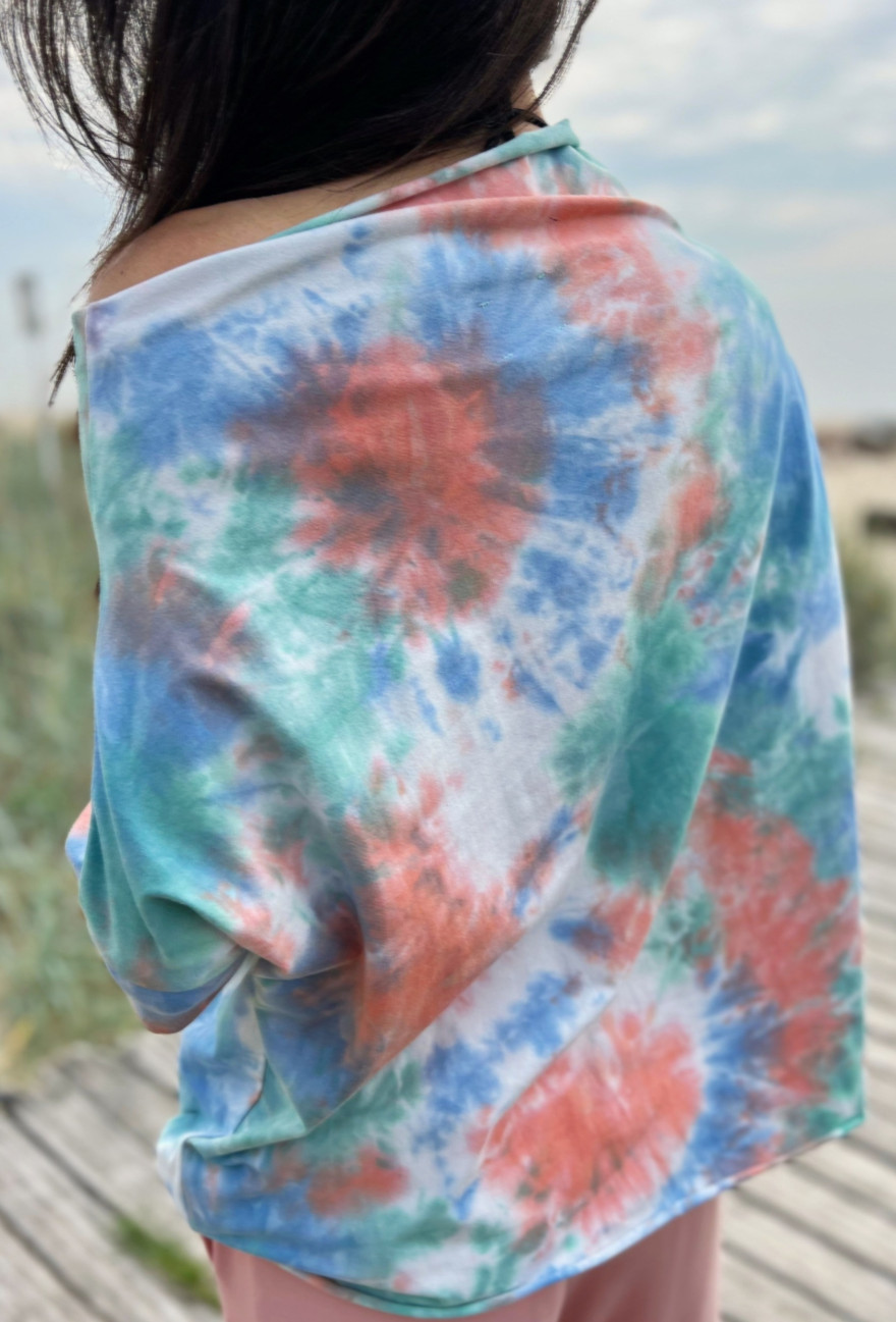 Koszulka oversize FOXY TIE DYE POMARAŃCZ BŁĘKIT_4