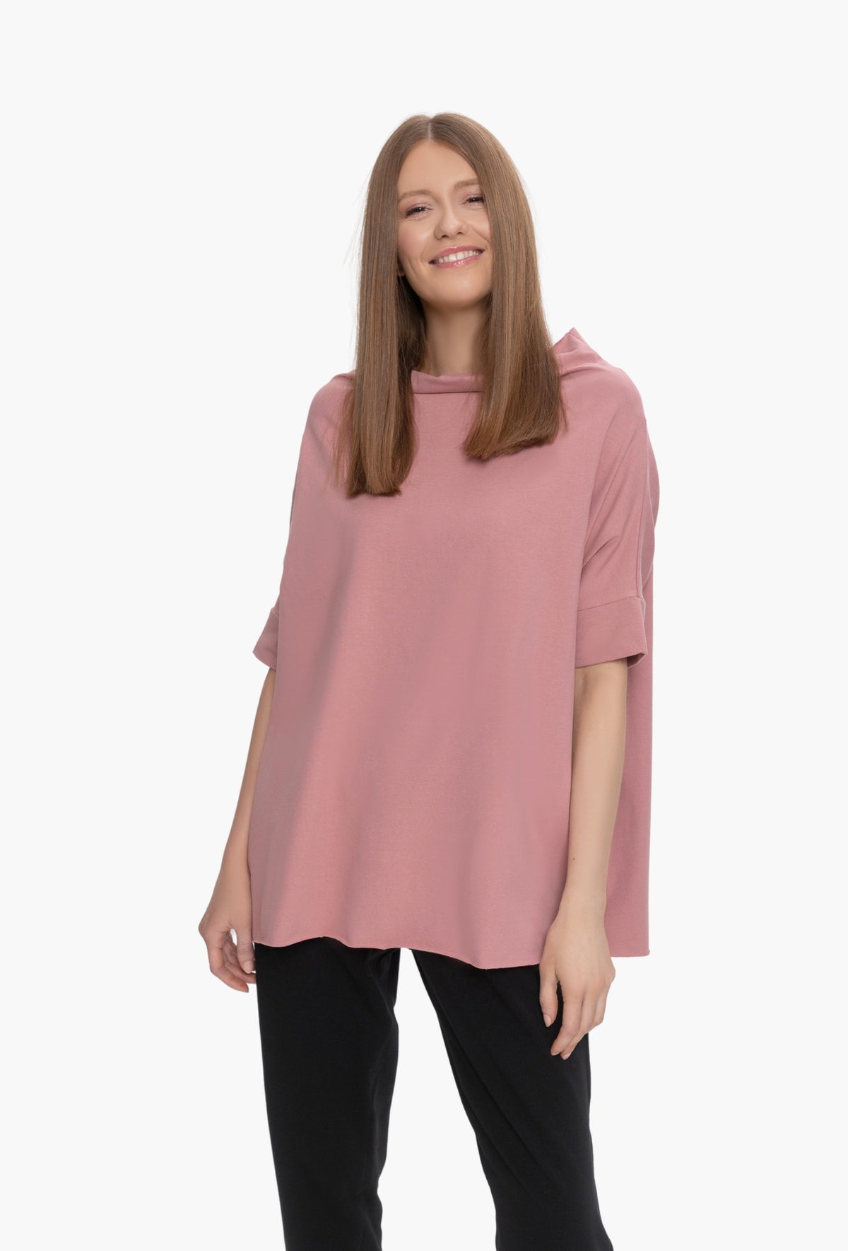Koszulka oversize FOXY CIEMNY RÓŻ PASTELOWY
