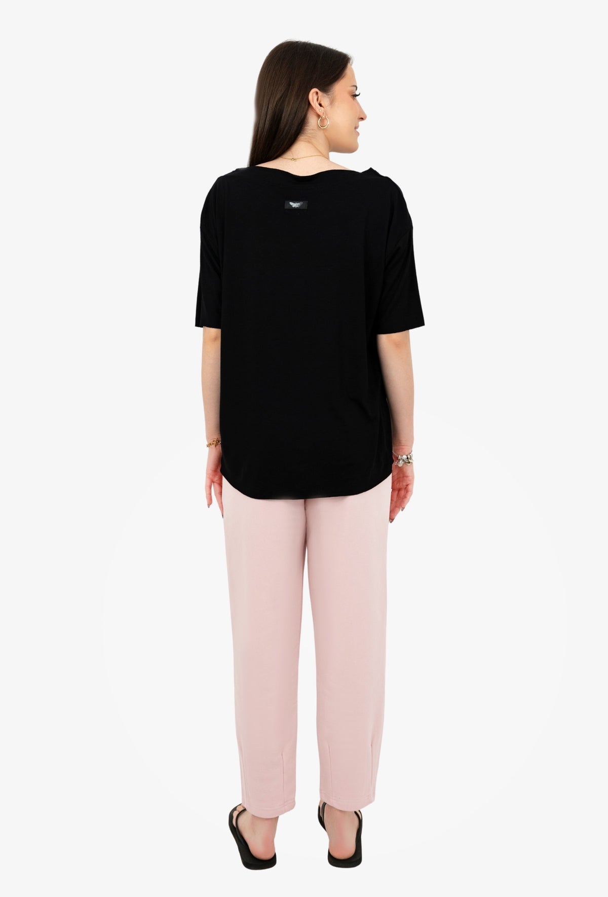 Koszulka oversize MEGAN WISKOZA CZARNY