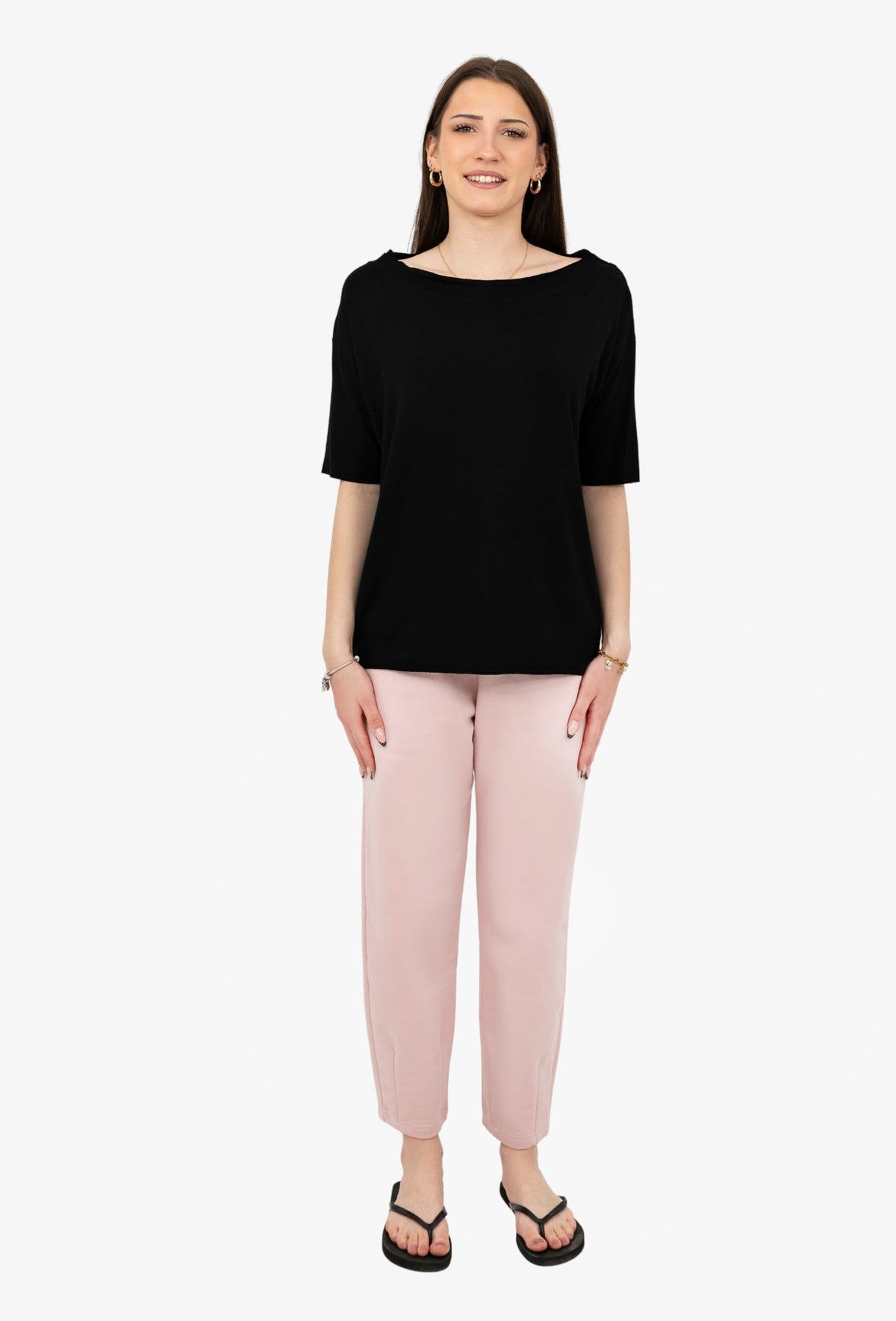 Koszulka oversize MEGAN WISKOZA CZARNY
