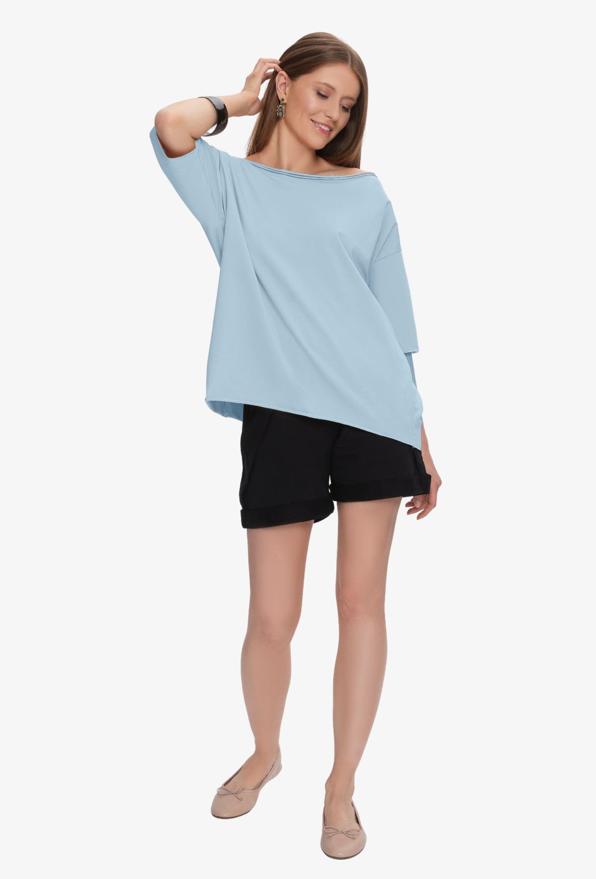 Koszulka oversize MEGAN BŁĘKITNY PASTELOWY