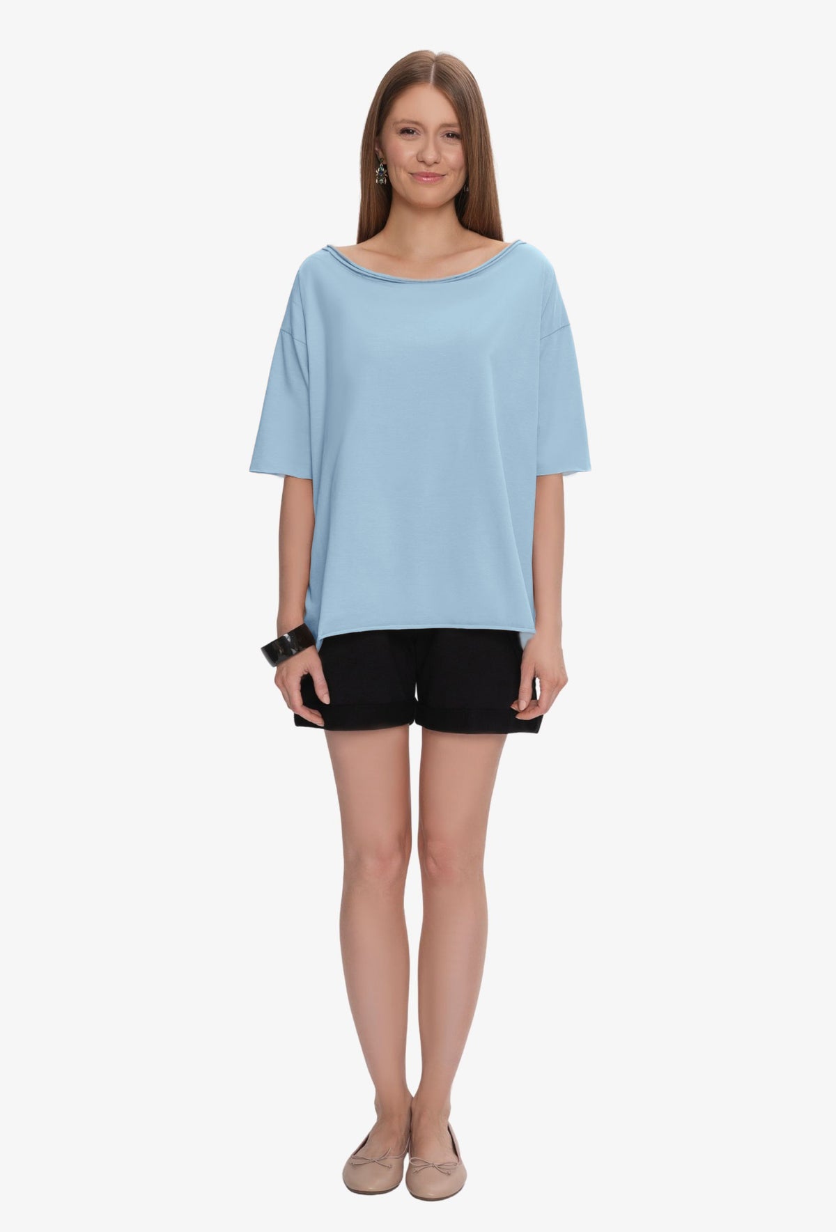 Koszulka oversize MEGAN BŁĘKITNY PASTELOWY
