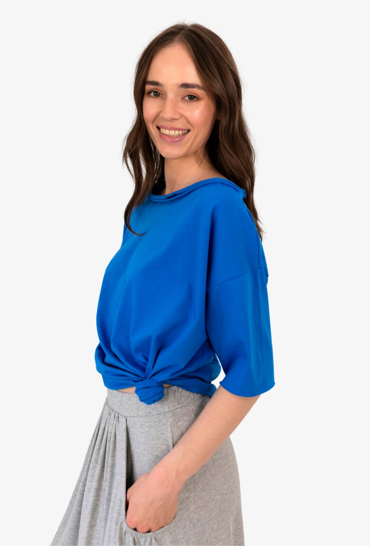 Koszulka oversize MEGAN LAZUROWY NIEBIESKI