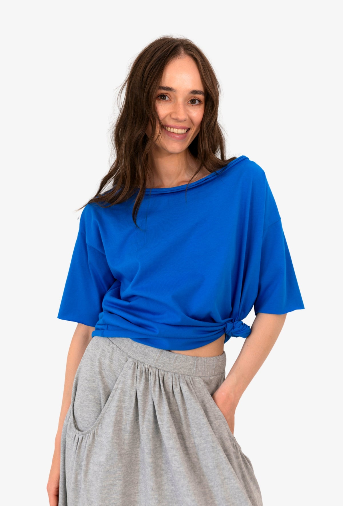 Koszulka oversize MEGAN LAZUROWY NIEBIESKI