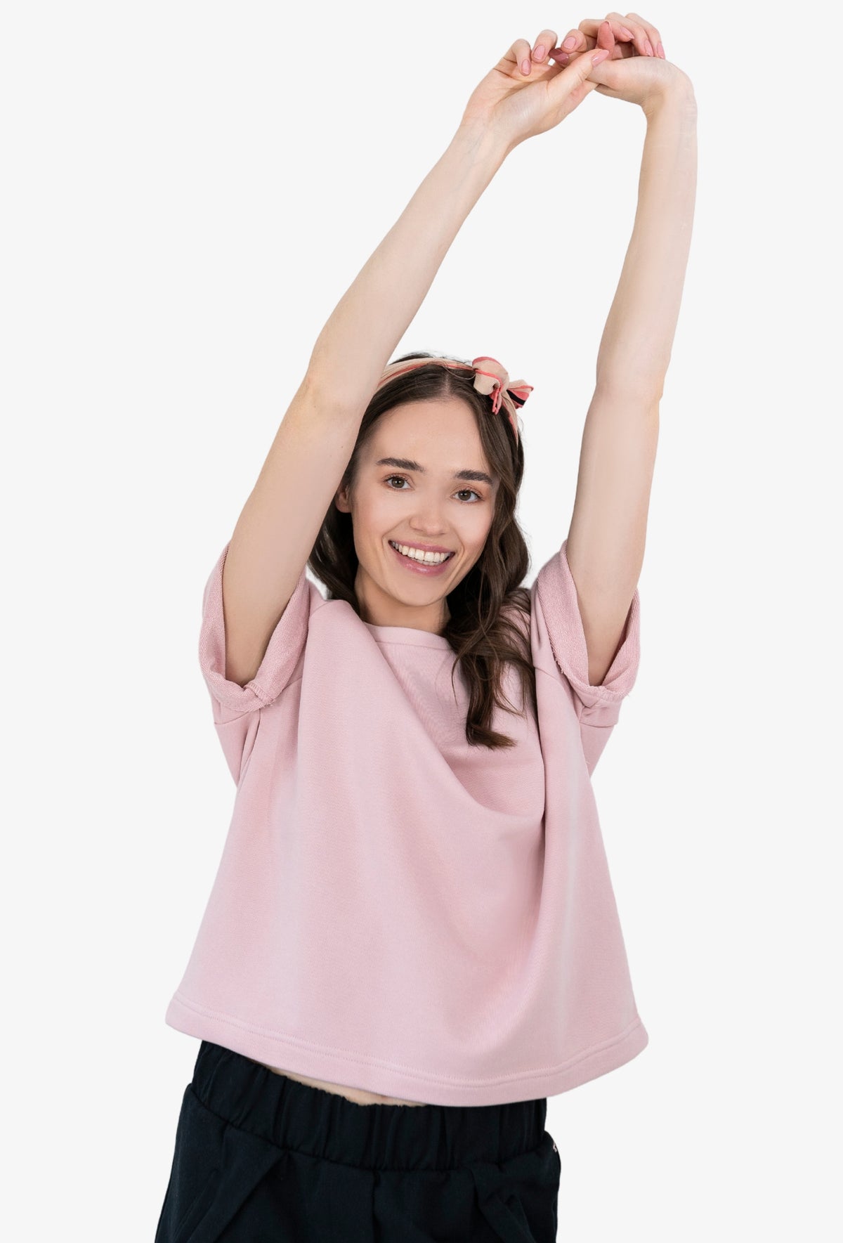 Bluza z krótkim rękawem BIBI RÓŻ PASTELOWY