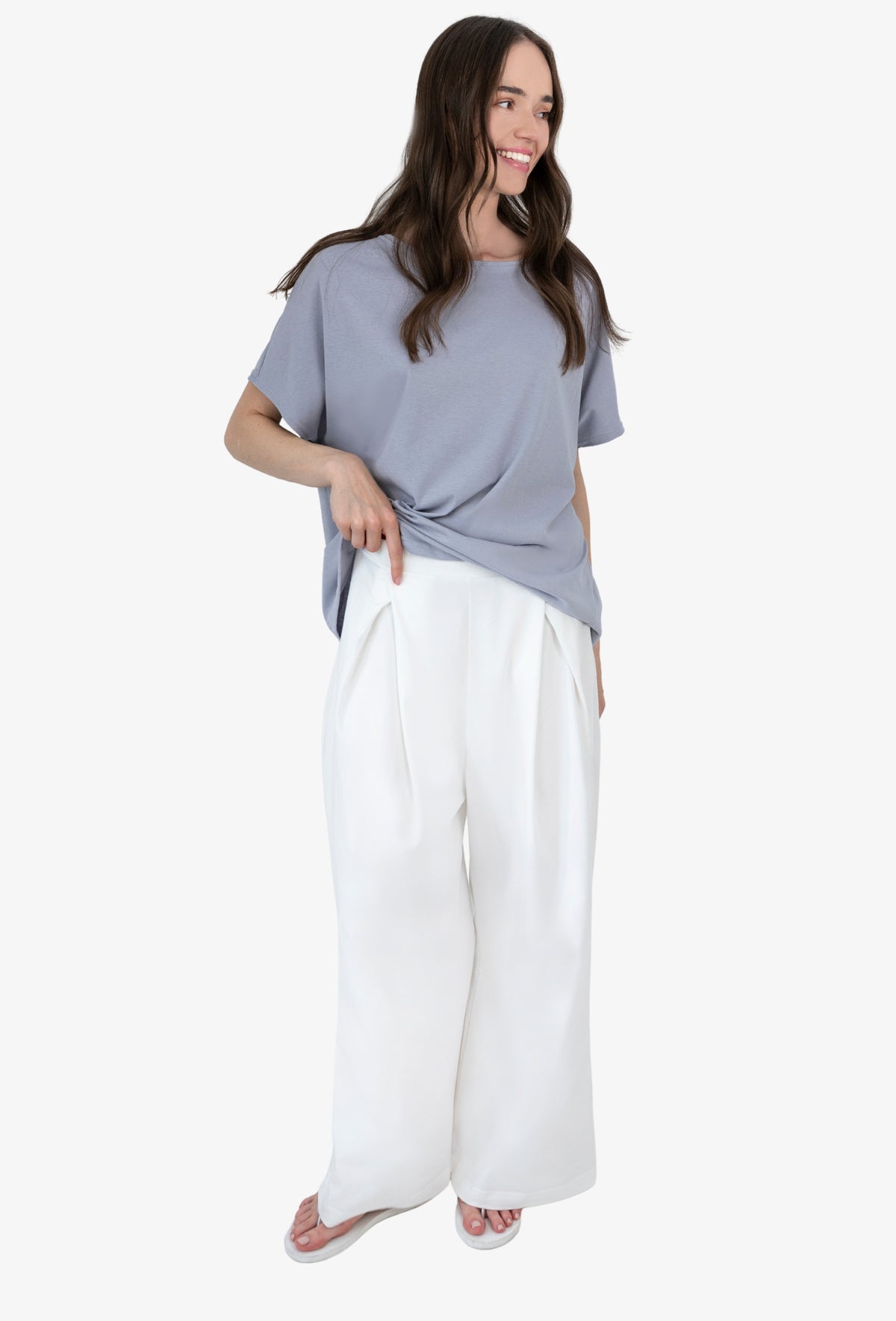Koszulka oversize NANETTE PERŁOWY SZARY