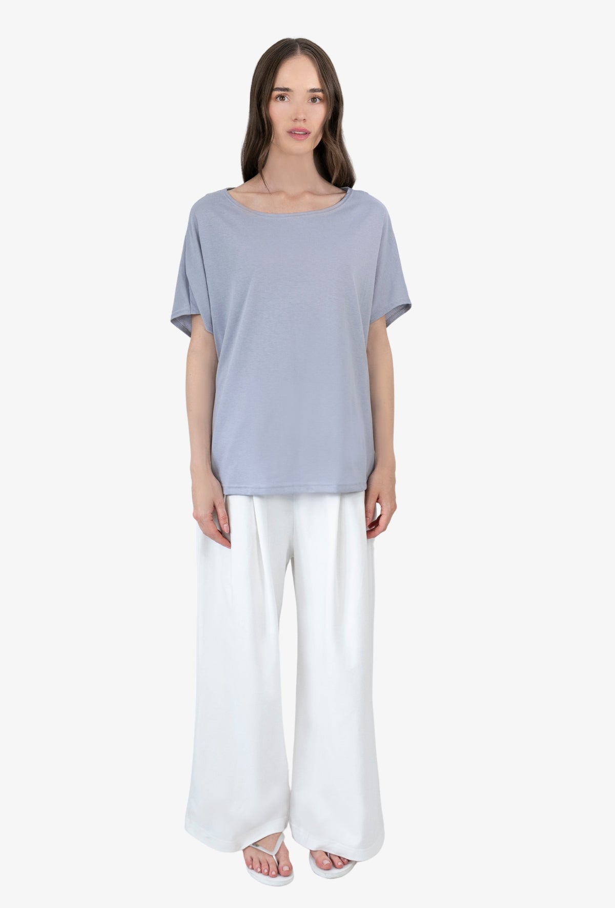 Koszulka oversize NANETTE PERŁOWY SZARY