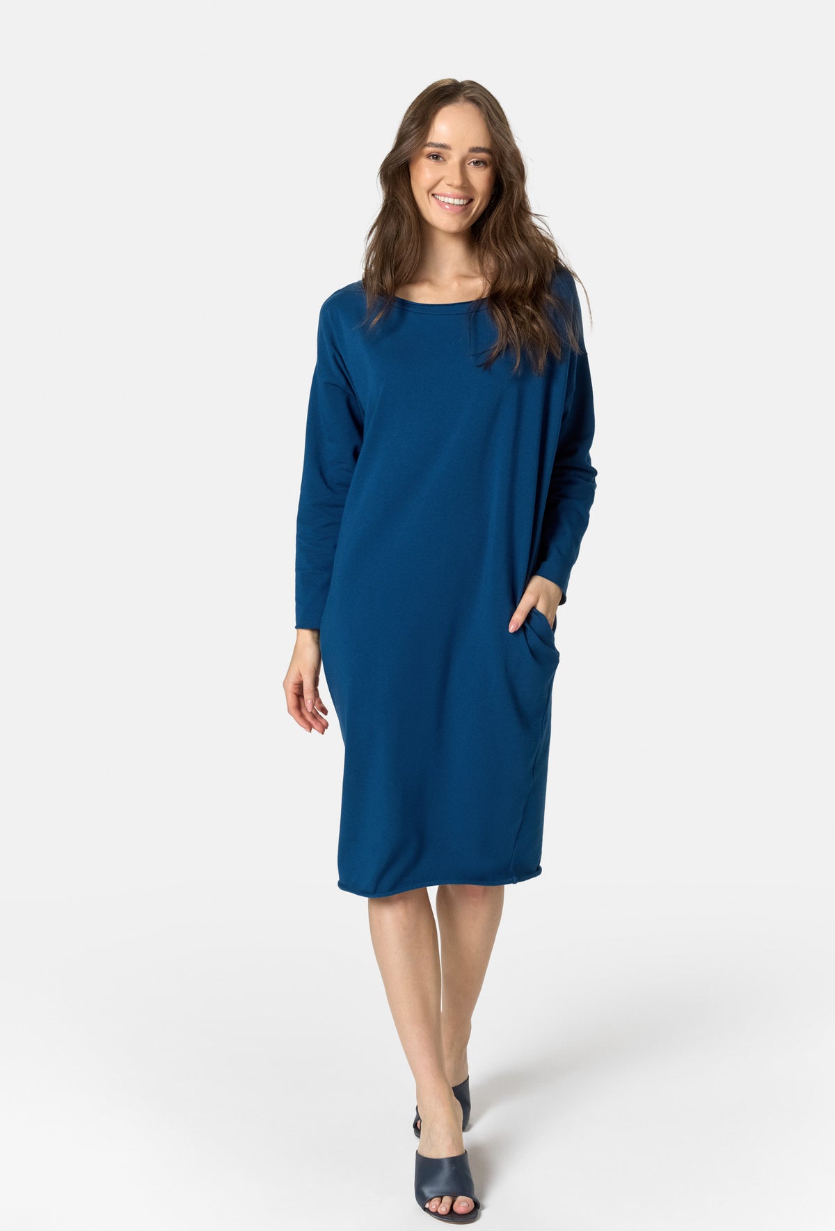  MEGAN MIDI LONGSLEEVE DRESS MORSKI GRANAT 