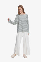 Oversized Blouse RIKA STRIPES CREAM BLUE